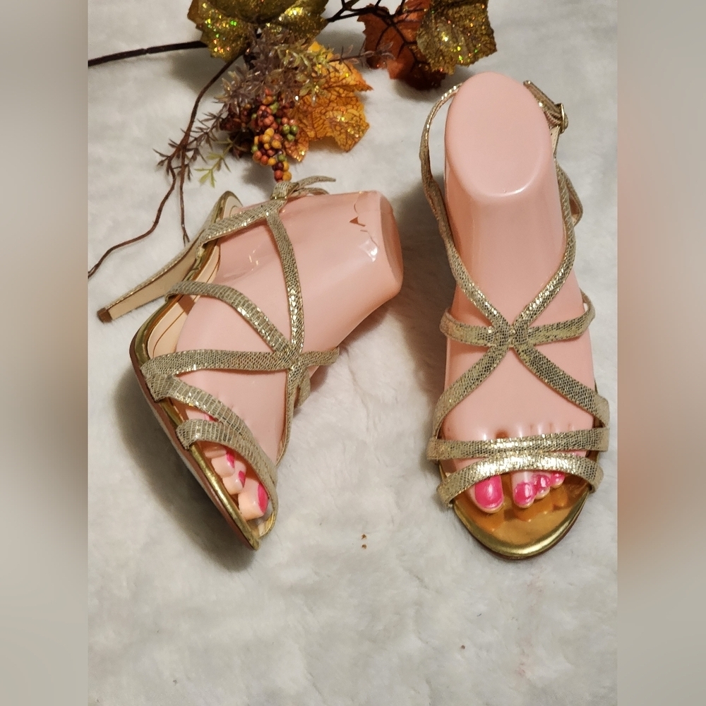 Elegant Gold Strappy Women's Heels